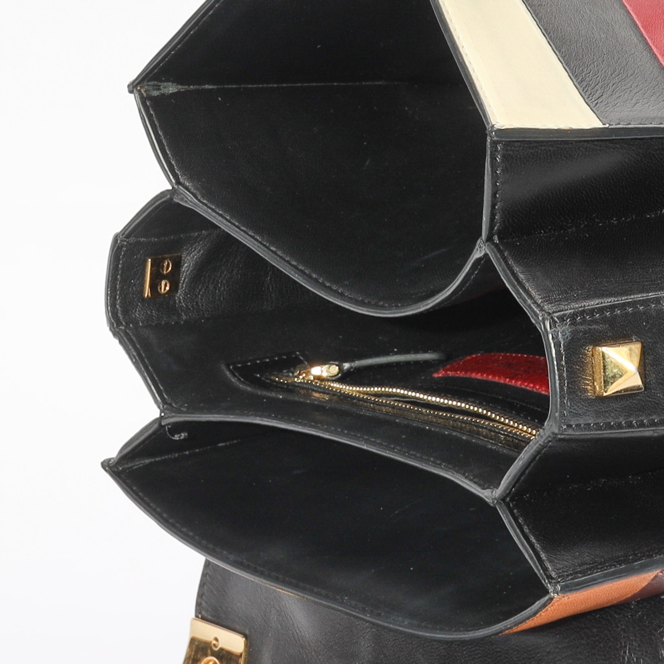 Valentino Multicolor Striped B Rockstud Shoulder Bag