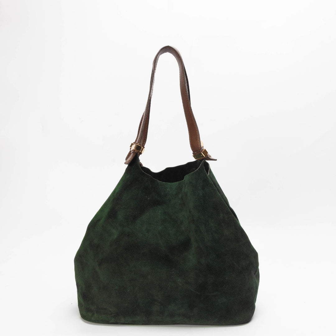 Michael Kors Green Large Suede Shoulder Bag