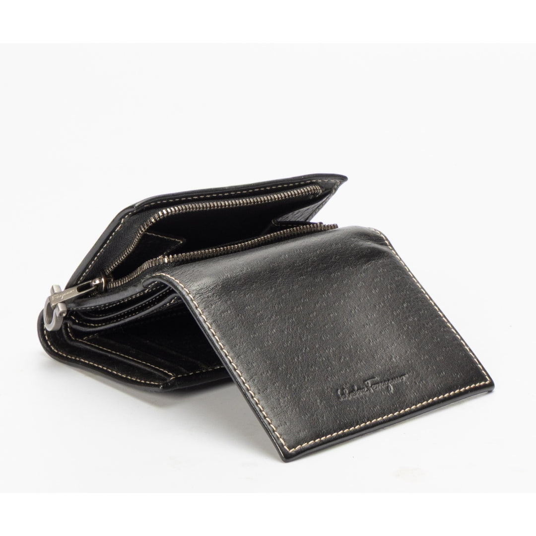 Salvatore Ferragamo Black Compact Women's Wallet