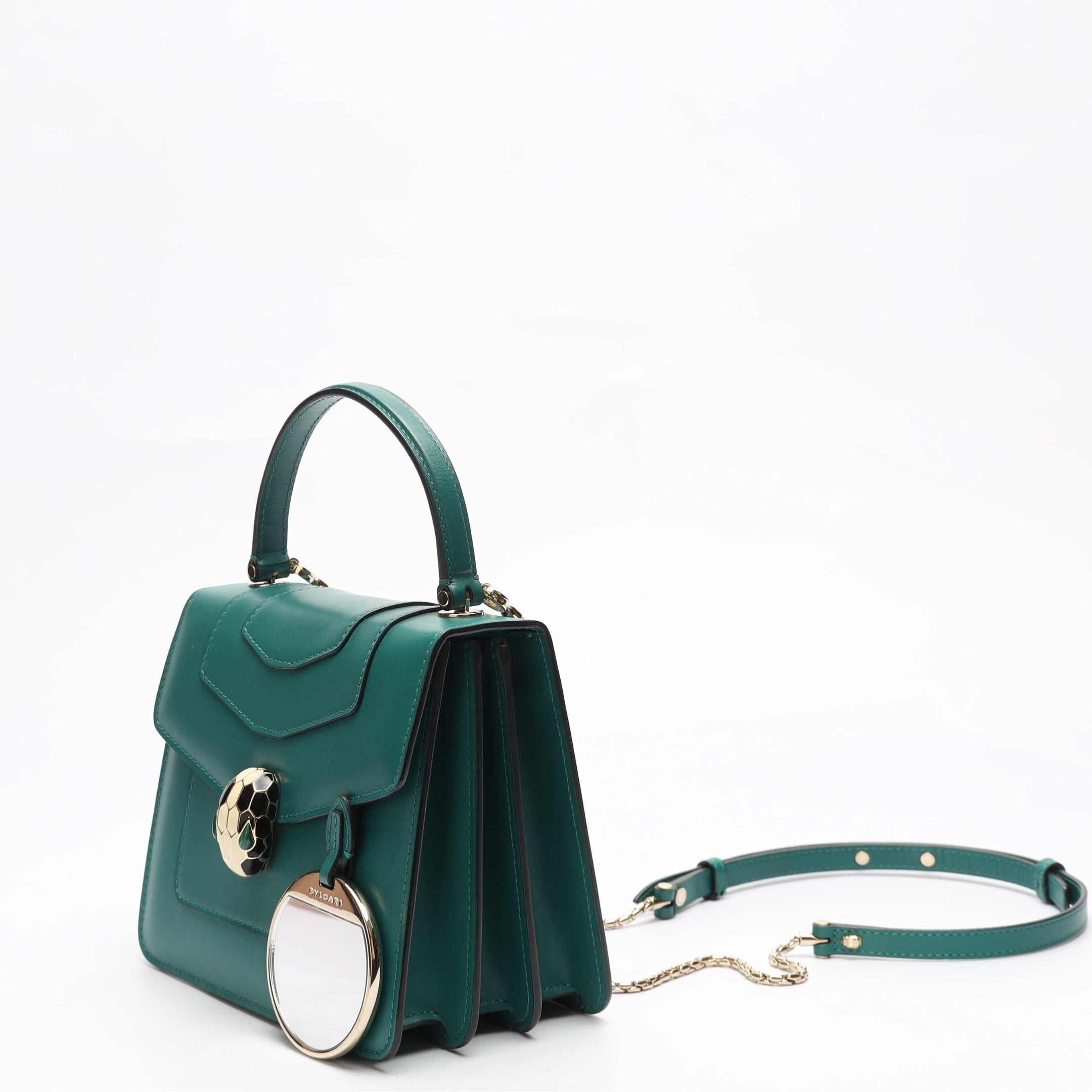 Bvlgari Teal Serpenti Forever Medium Satchel