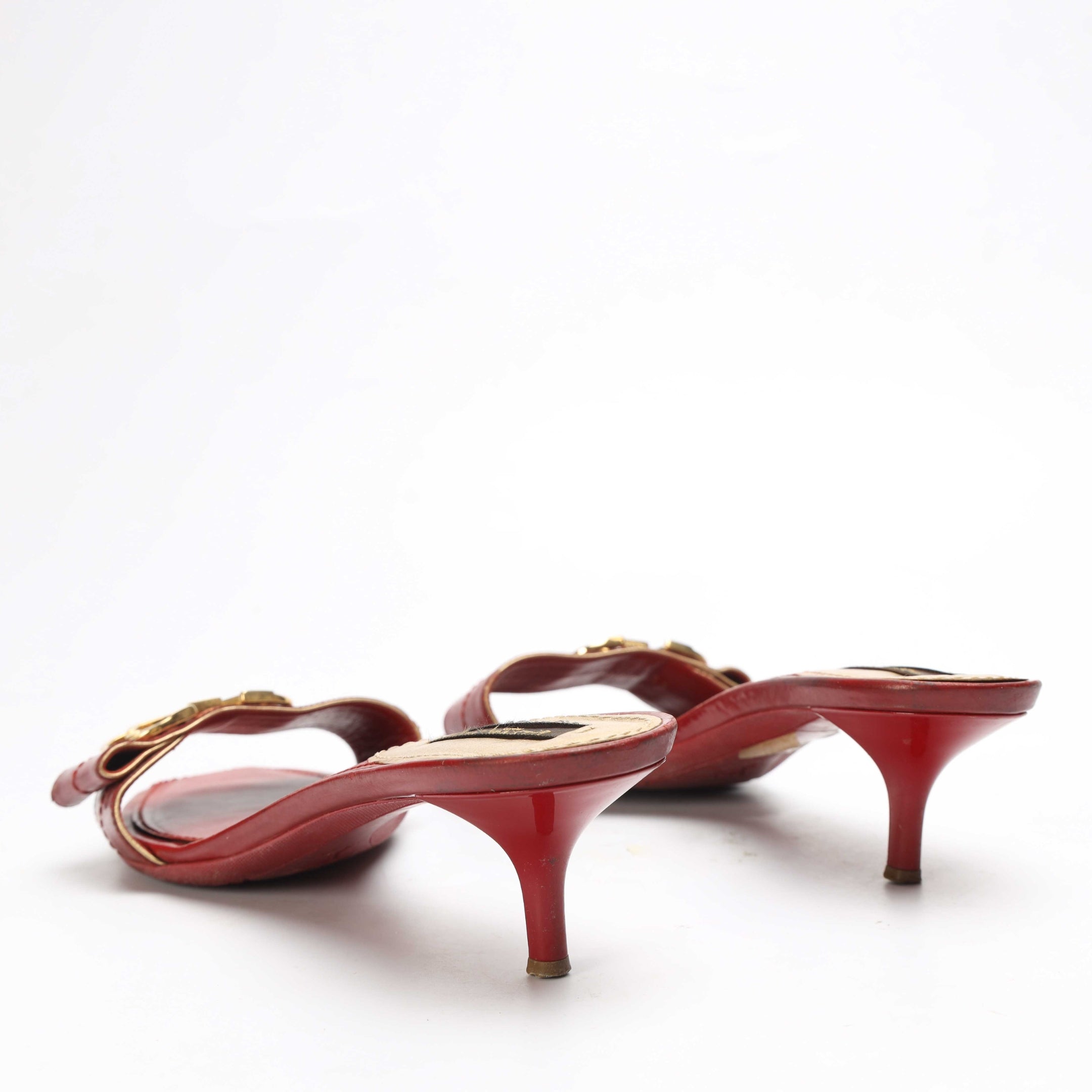 Louis Vuitton Red LV Logo Slide Sandals
