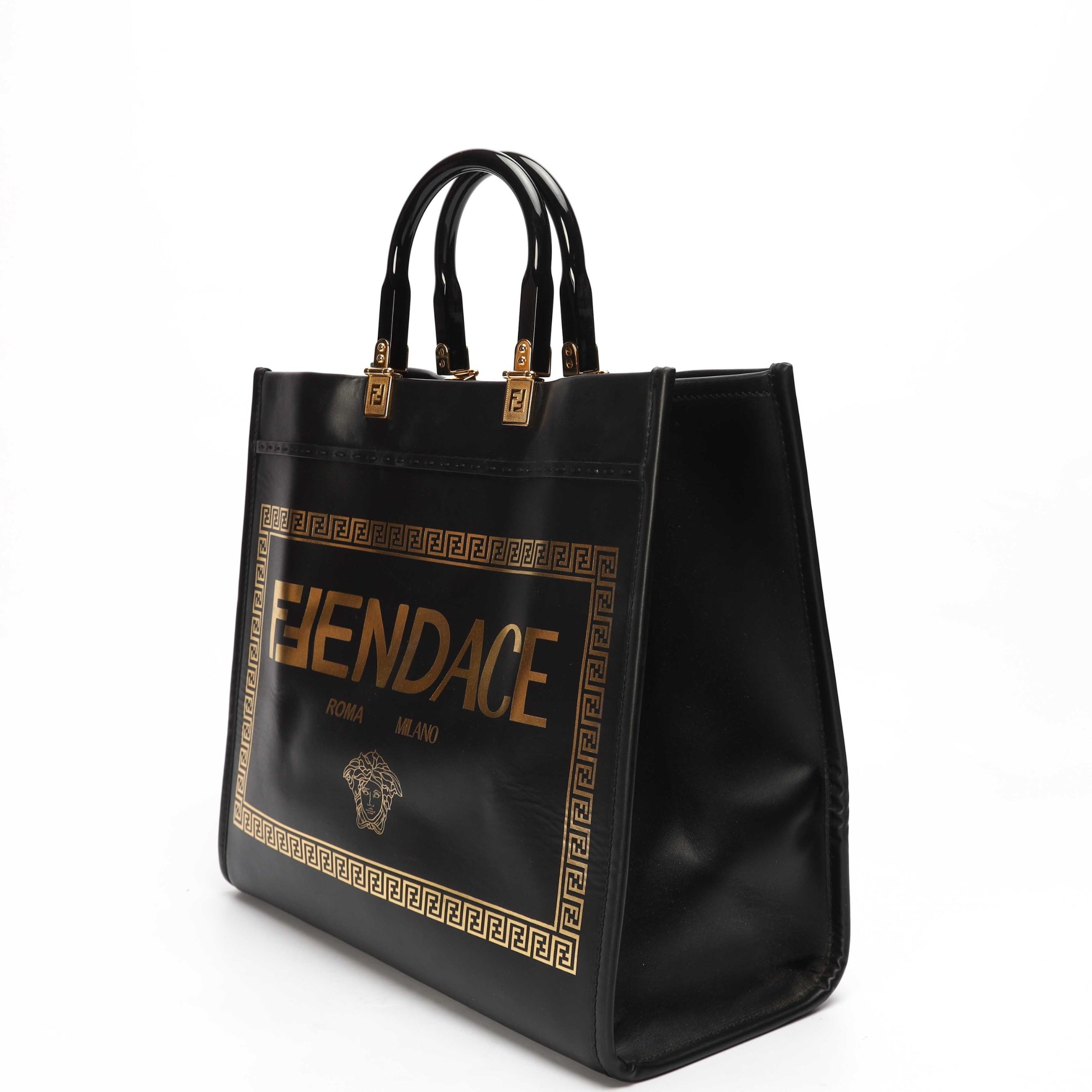 Fendi X Versace Black Fendace Sunshine Shopper Tote