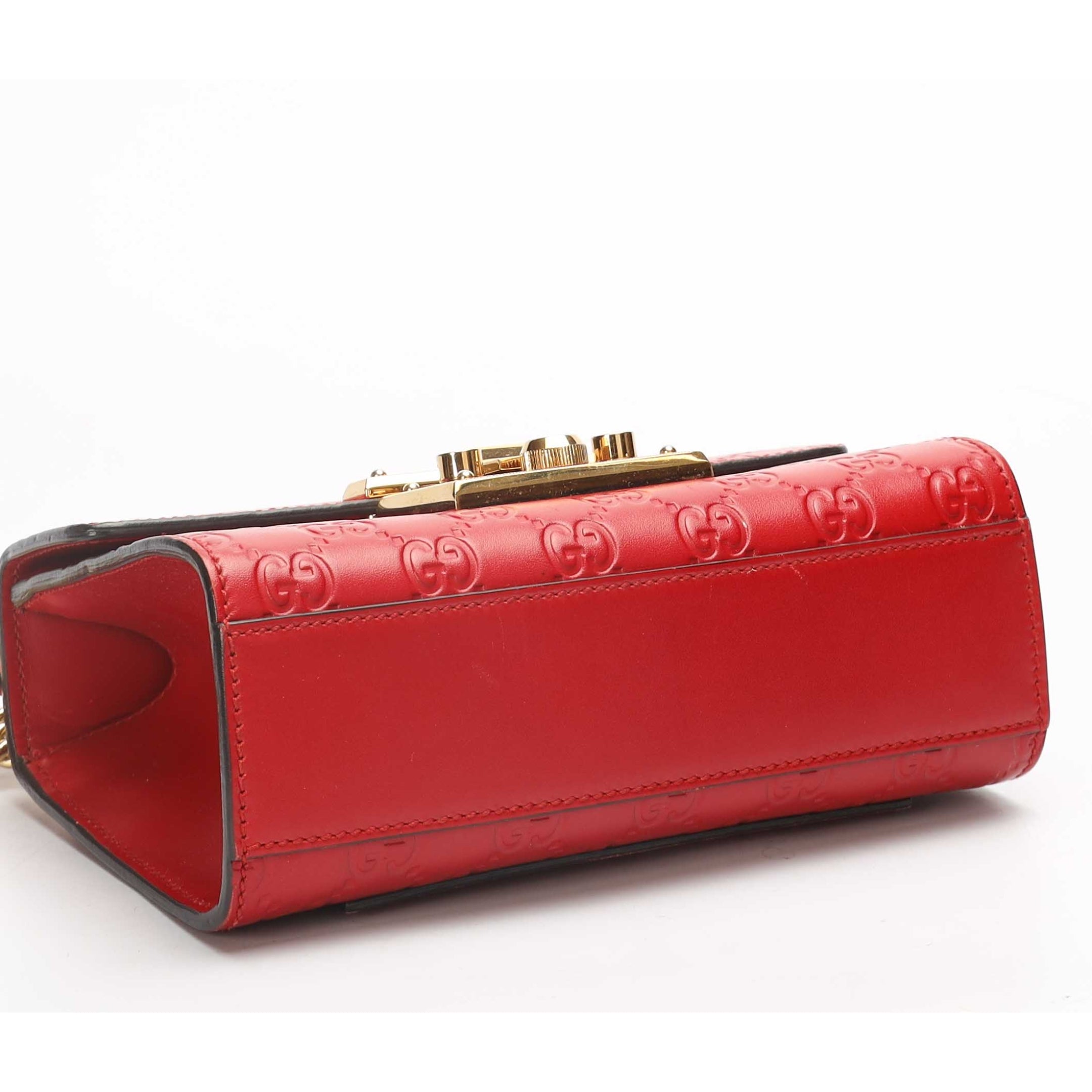 Gucci Red Guccissima Small Padlock Shoulder Bag