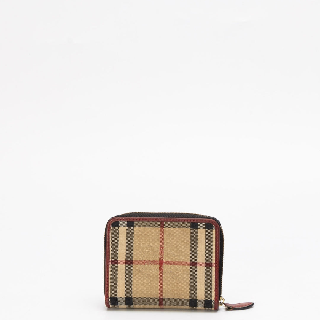 Burberry Haymarket Check Zip Around Wallet