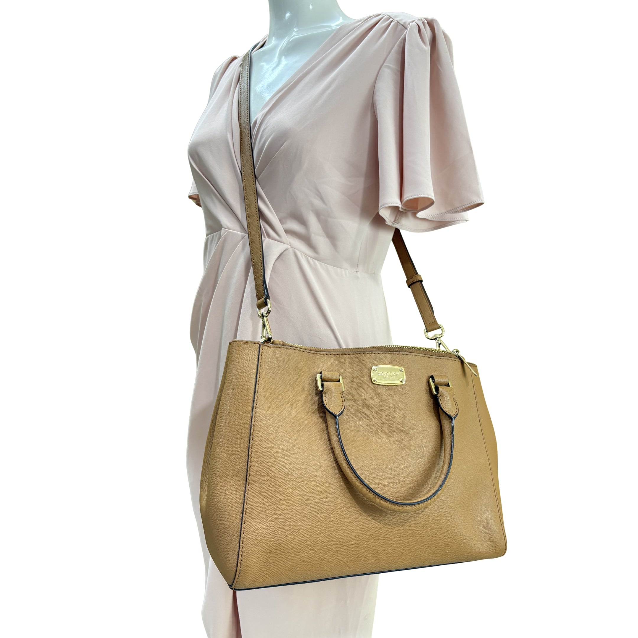 Michael Kors Tan Kellen Convertible Satchel