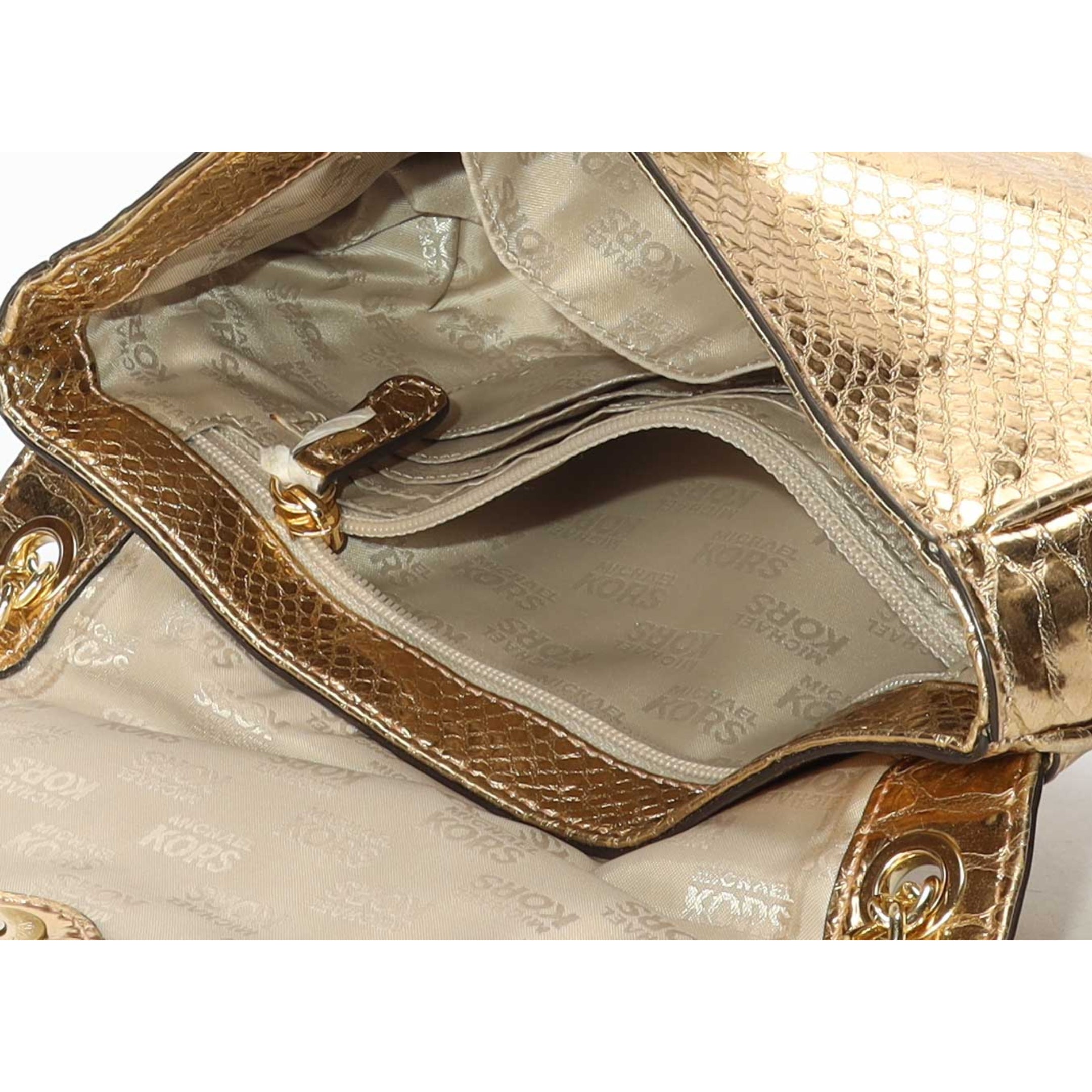 Michael Kors Gold Metallic Python Shoulder Bag