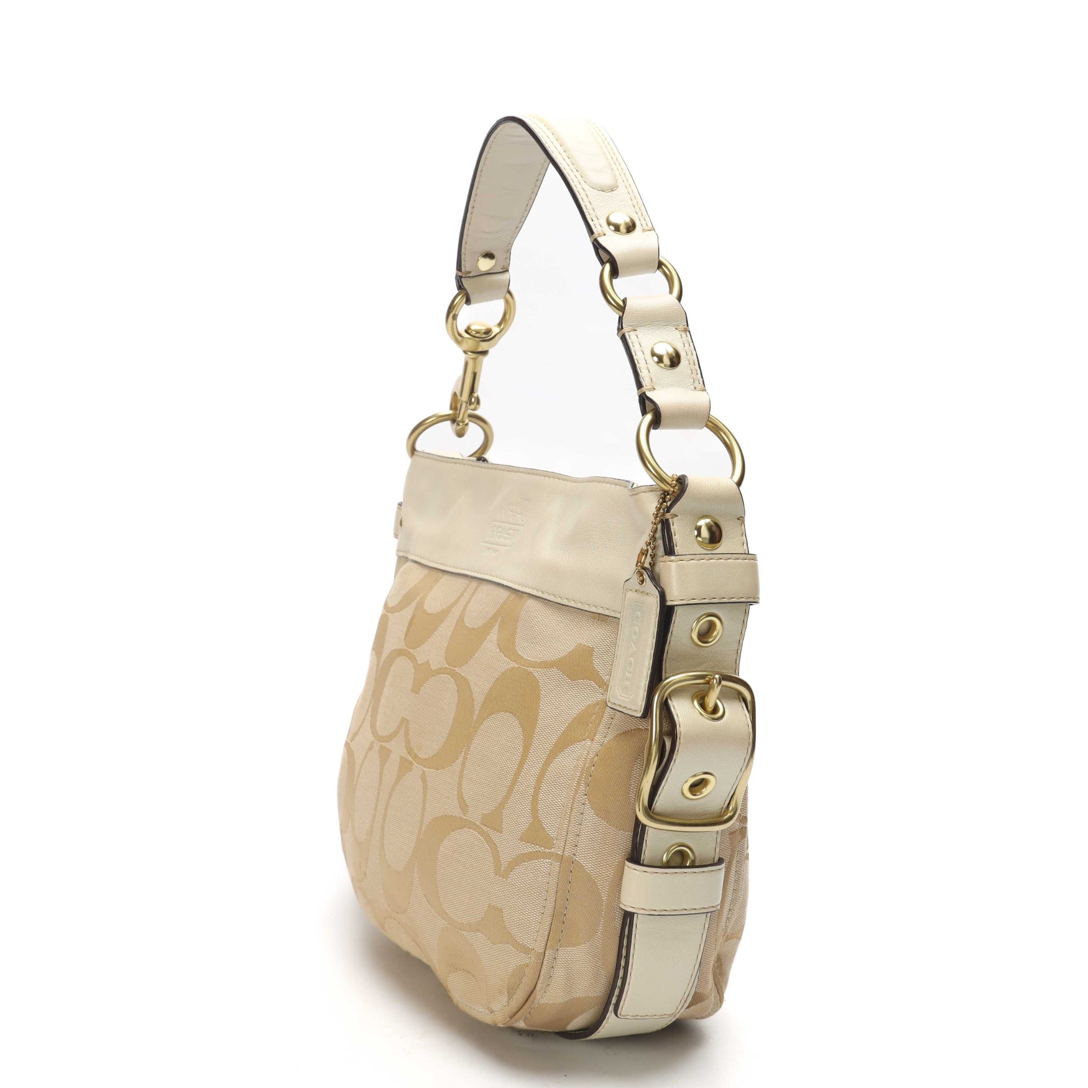 Coach Beige Canvas Zoe Hobo Bag