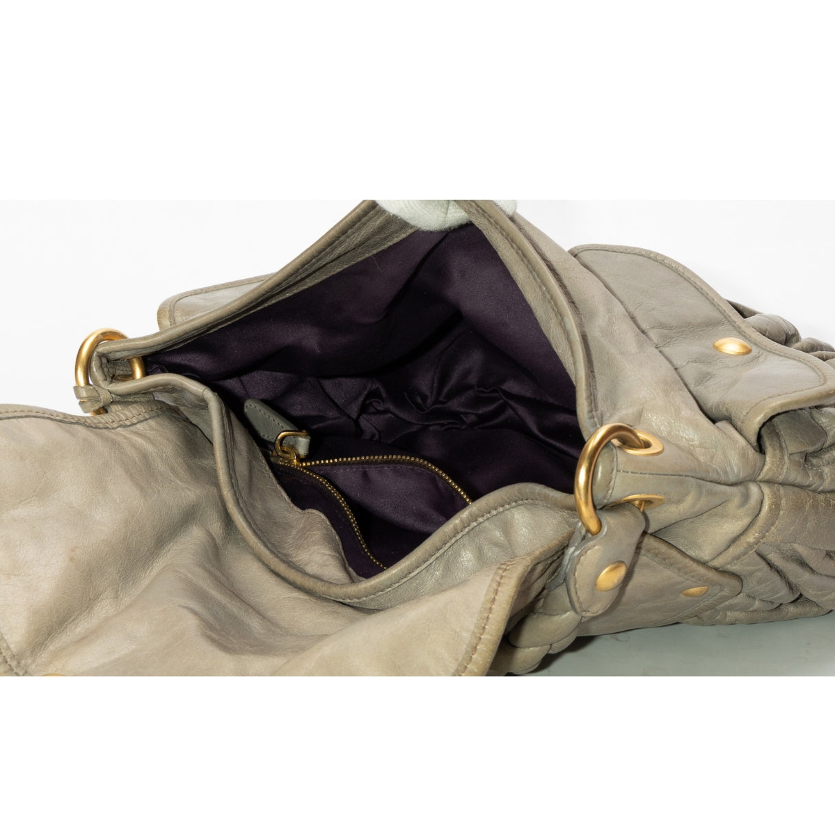 Miu Miu Grey Matelasse Lux Coffer Hobo Bag