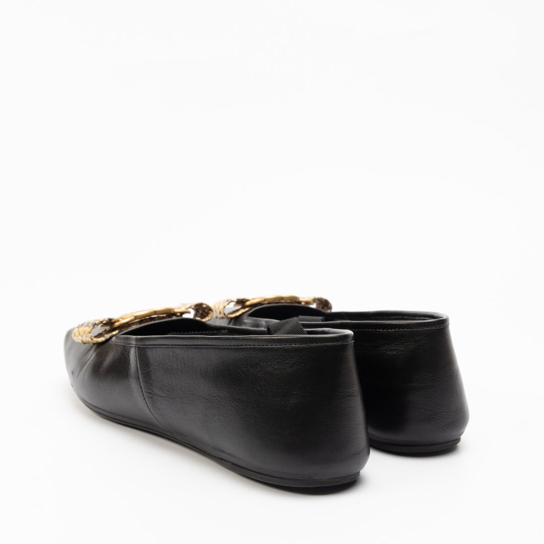 Gucci GG Evi Leather Ballet Flats