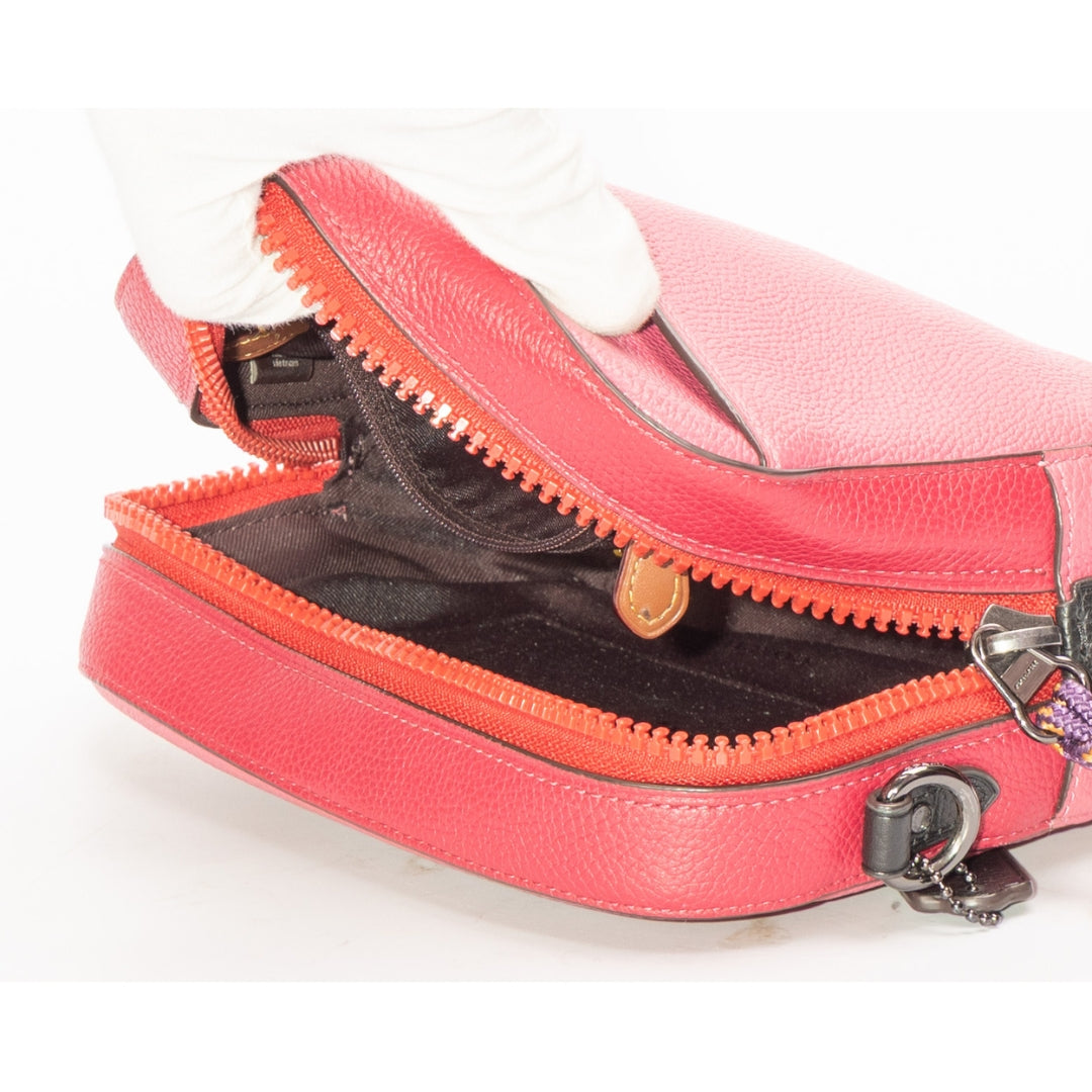 Coach Pink Logo Print Camera Bag