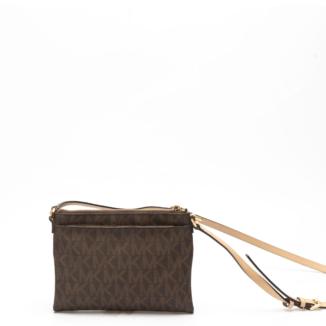 Michael Kors Brown Monogram Fulton Crossbody Bag