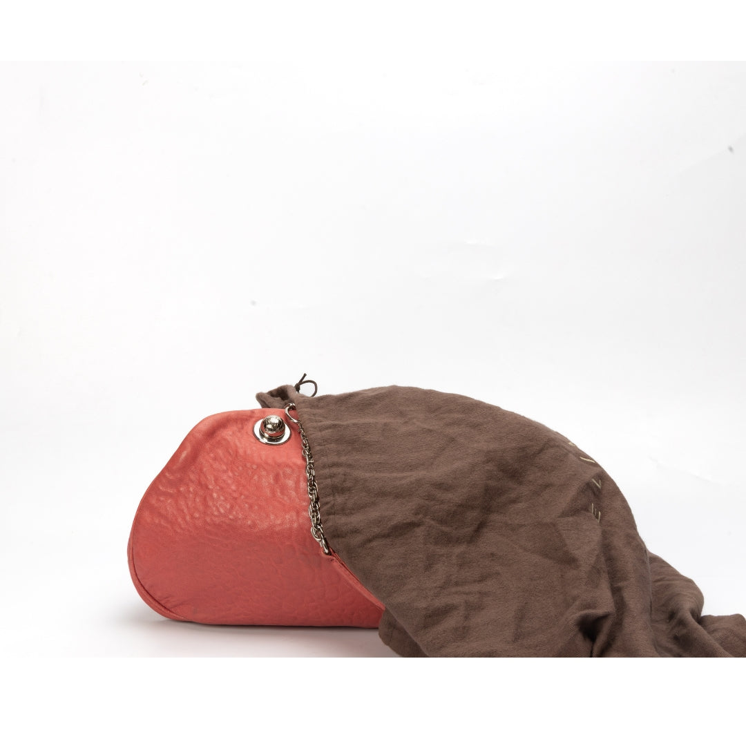 Celine Vintage Leather Peach Chain Shoulder Bag