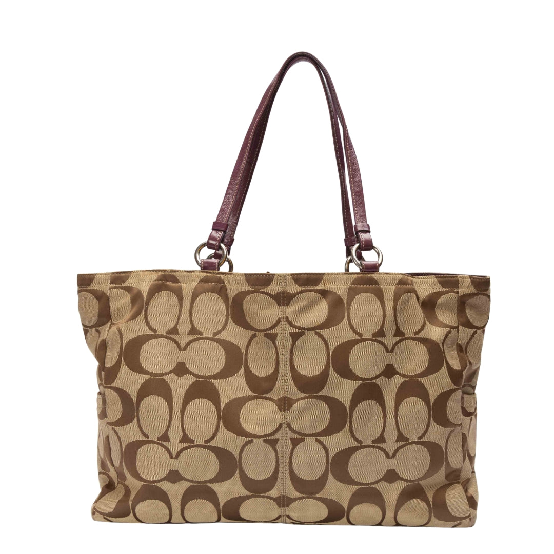 Coach Beige Signature Canvas Shopper Tote