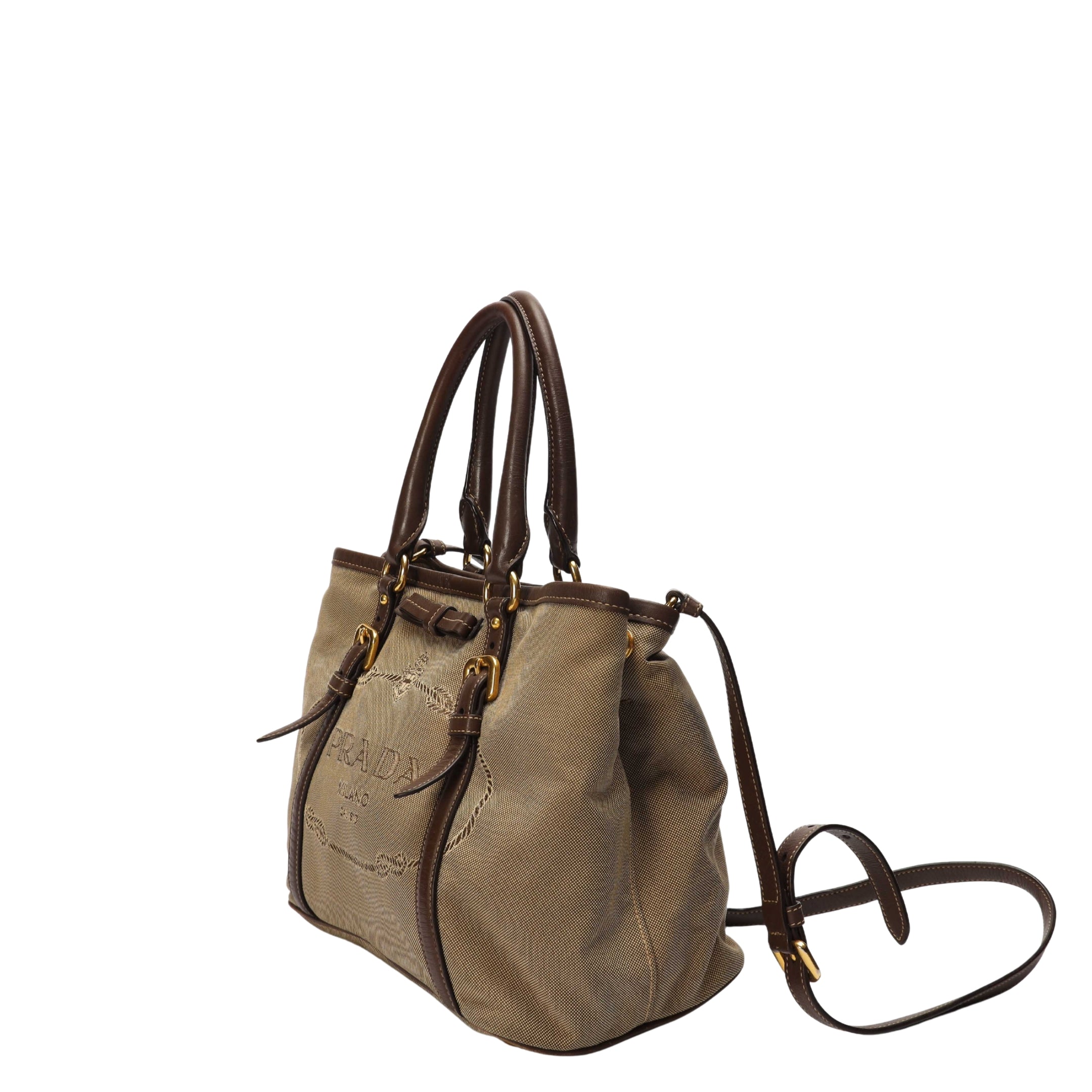Prada Logo Jacquard Satchel