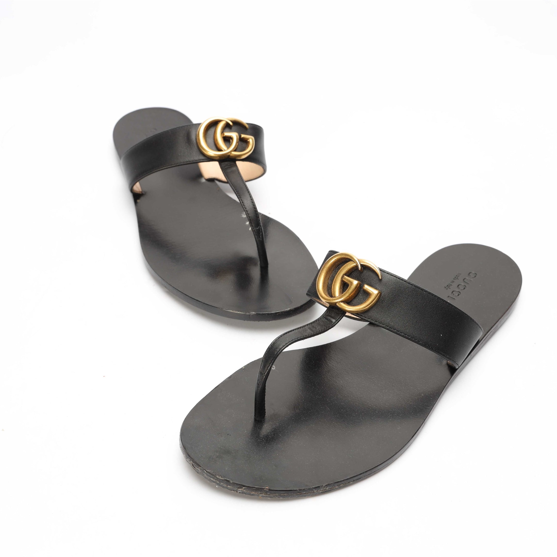 Gucci GG Black Thong Sandals