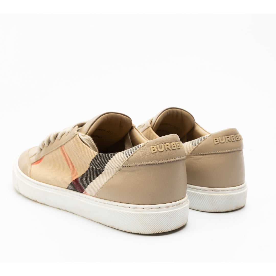 Burberry Beige House Check Canvas Sneakers