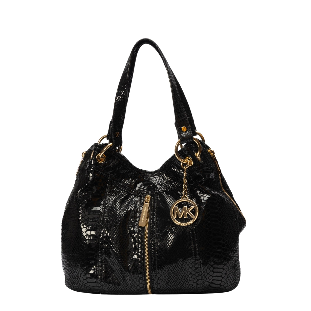 Michael Kors Moxley Black Embossed Python Leather Bag