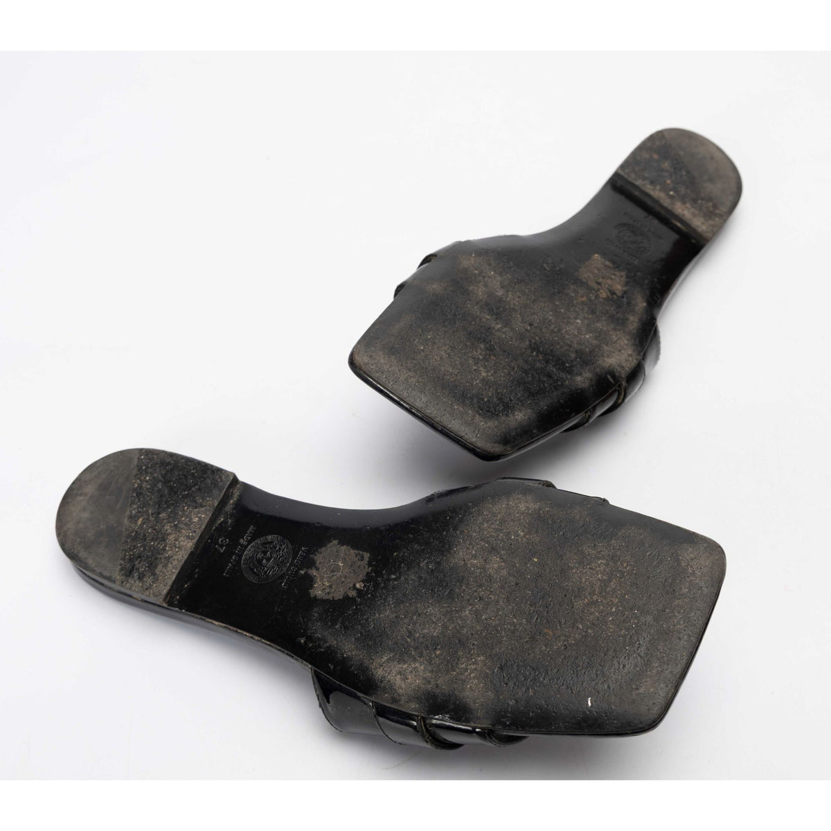 Versace Black Patent Medusa Sandals