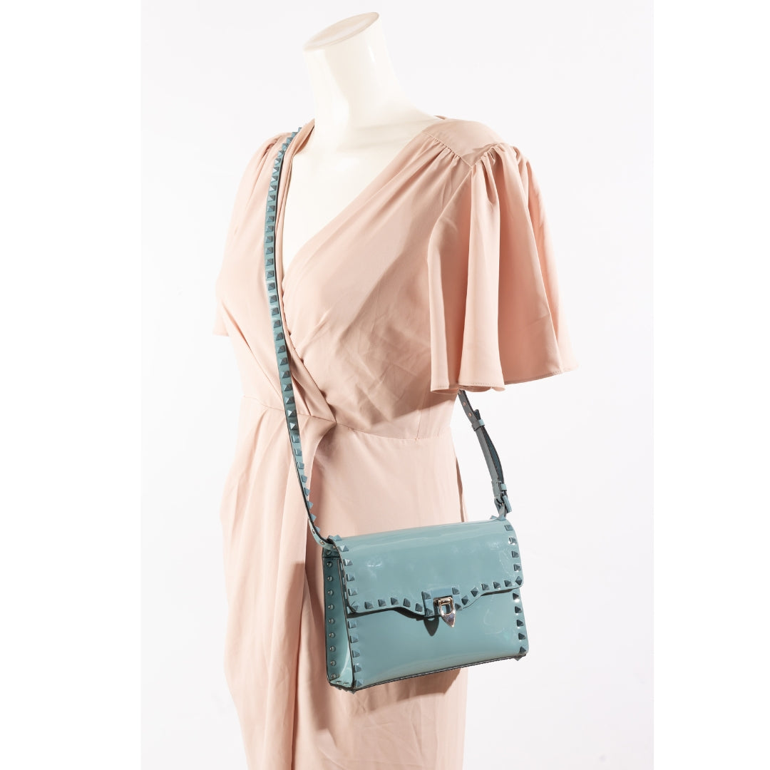 Valentino Blue Rockstud Flap Crossbody Bag