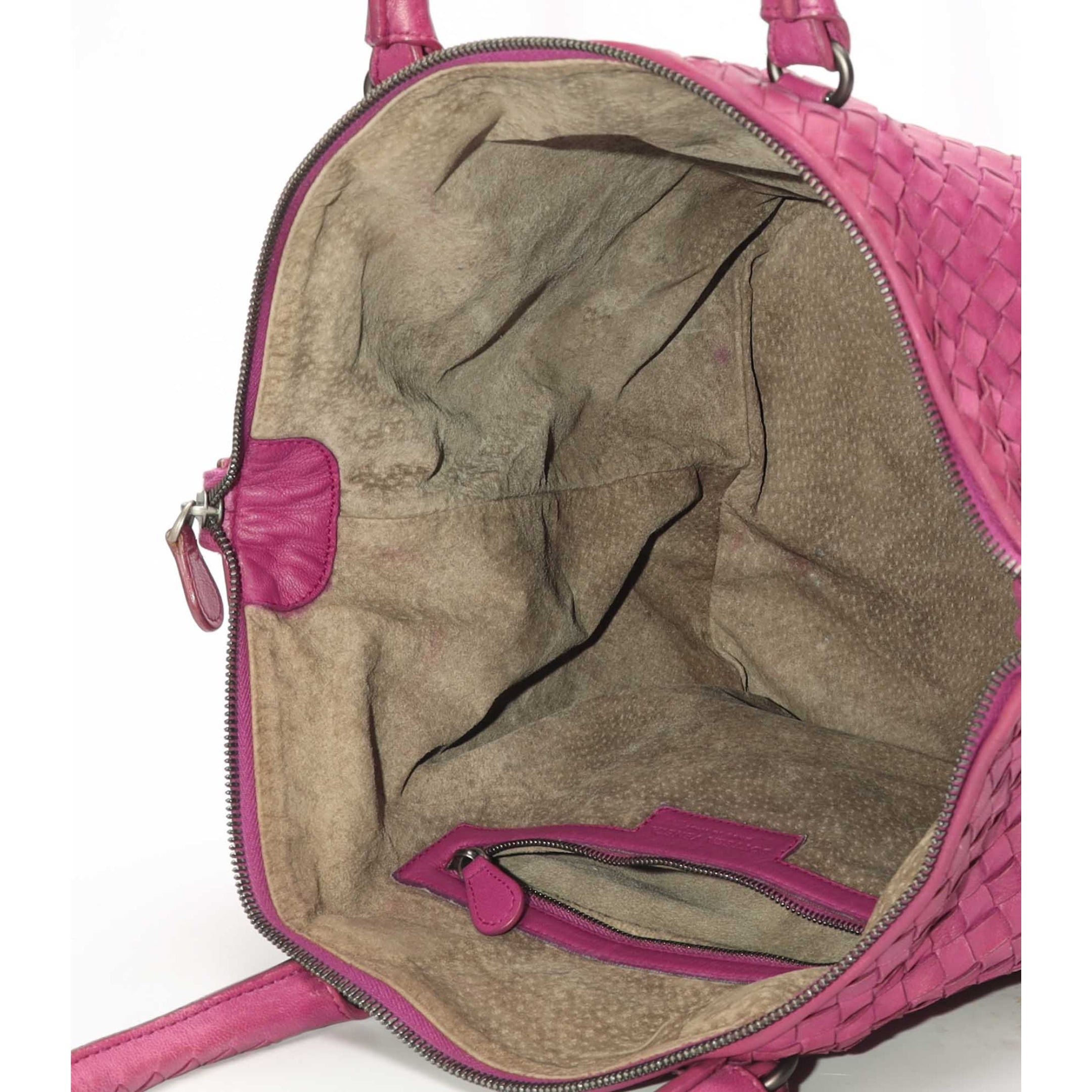 Bottega Veneta Pink Intrecciato Woven Zip Tote