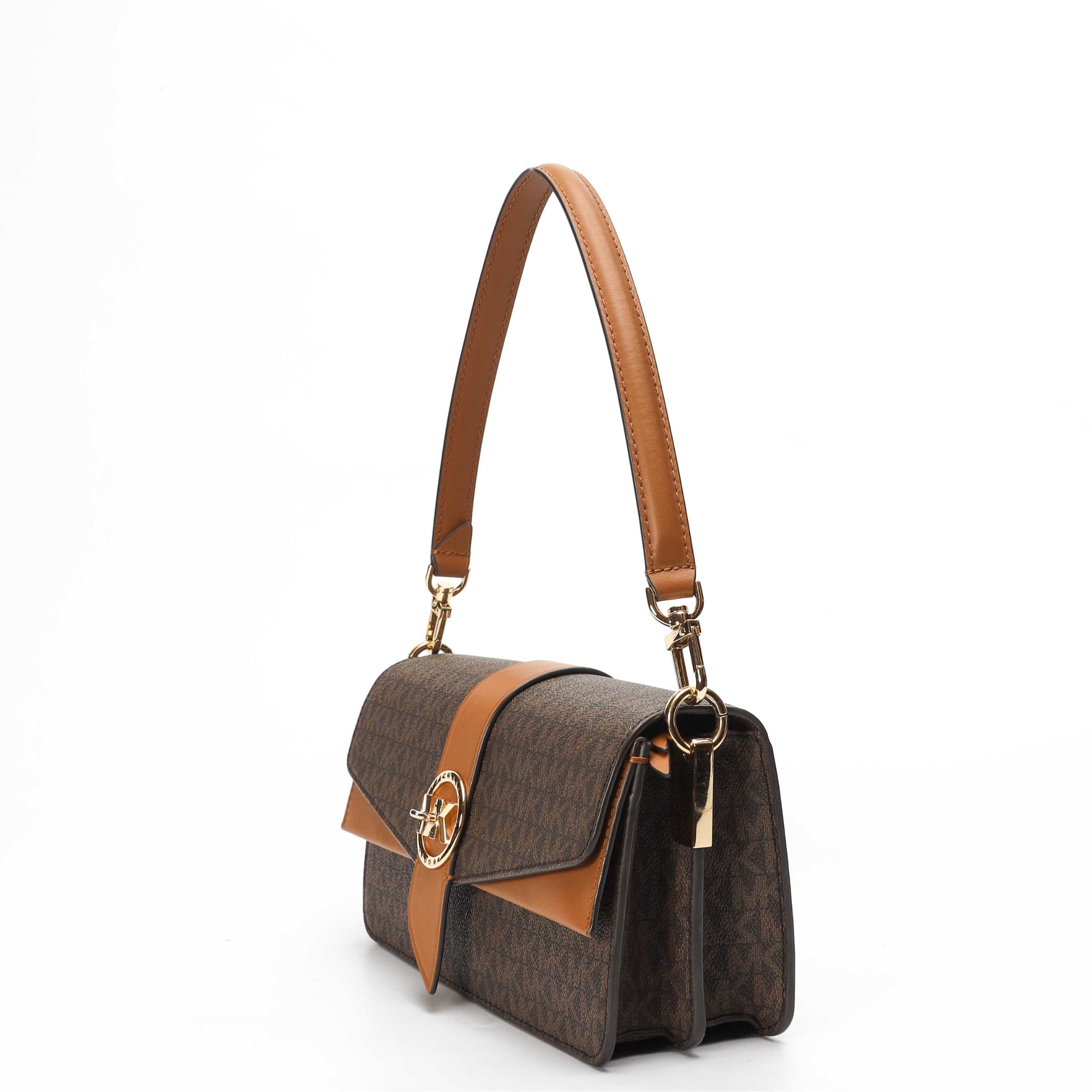 Michael Kors Greenwich Brown Logo Convertible Crossbody Bag