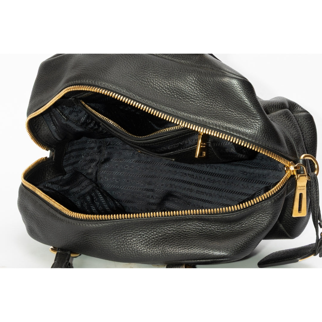 Prada Vitello Black Satchel