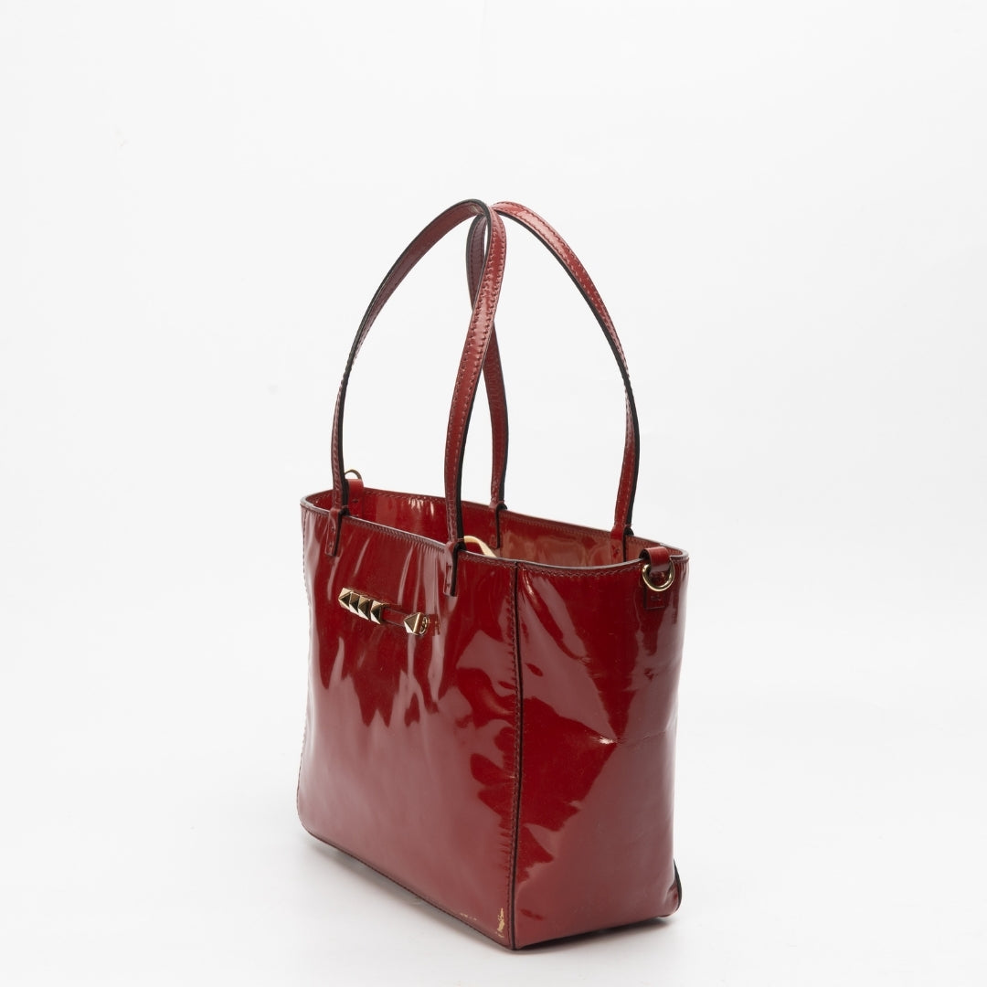 Valentino Red Leather Rockstud Trapeze Tote
