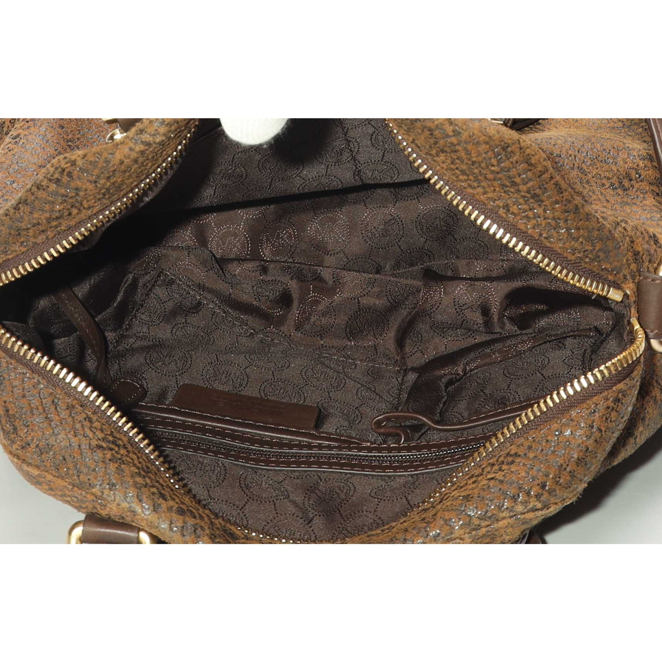Michael Kors Bedford Brown Python Bowling Satchel