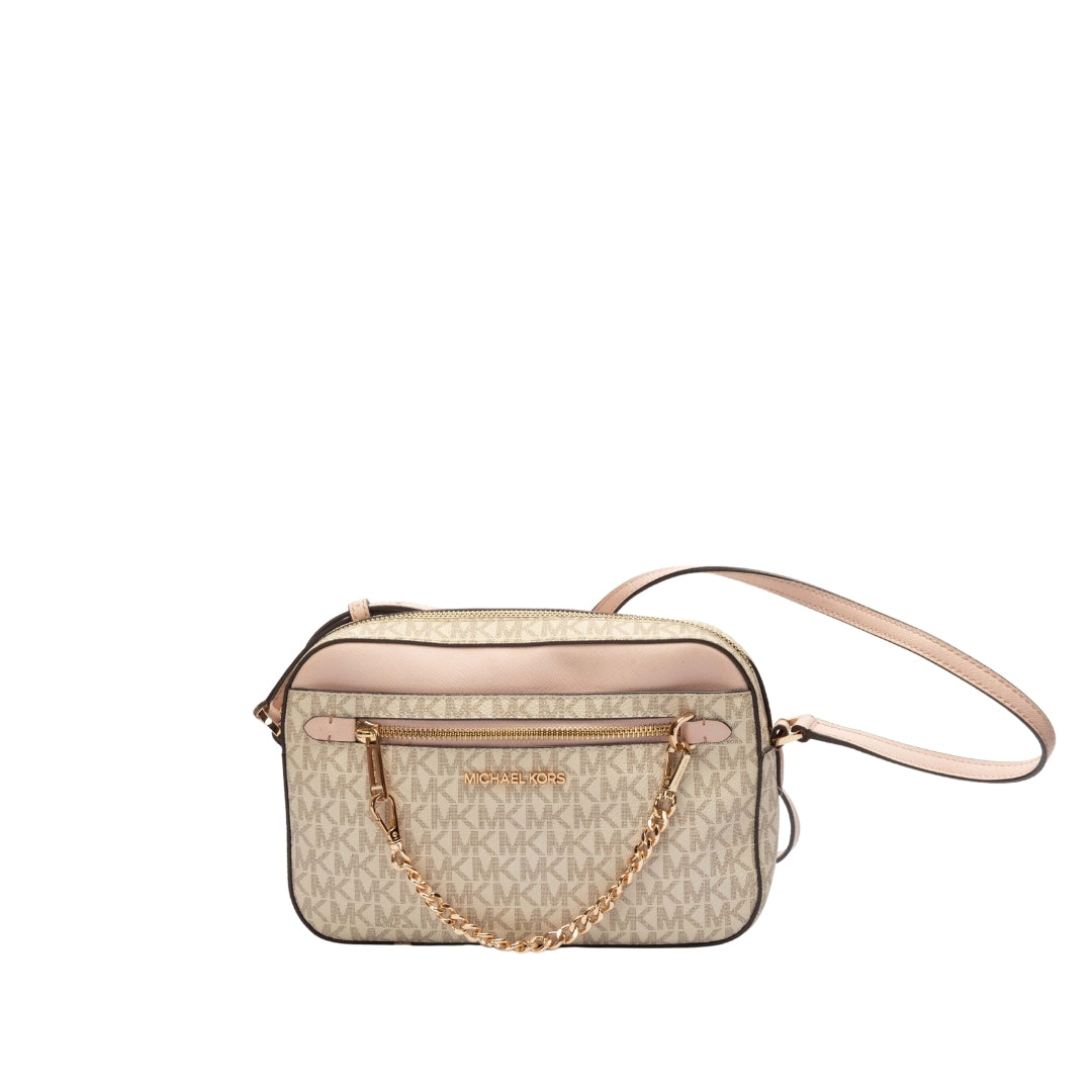 Michael Kors White Jet Set Large Crossbody Bag