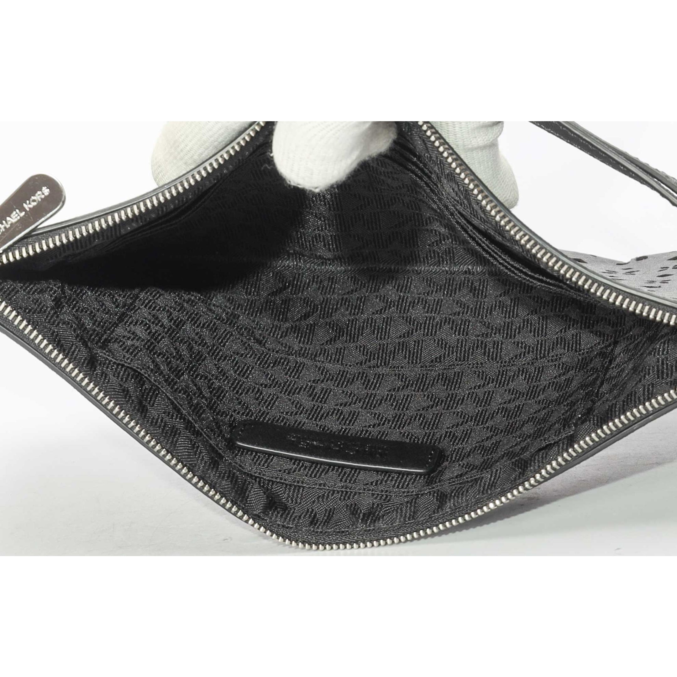 Michael Kors Black Floral Zip Wristlet