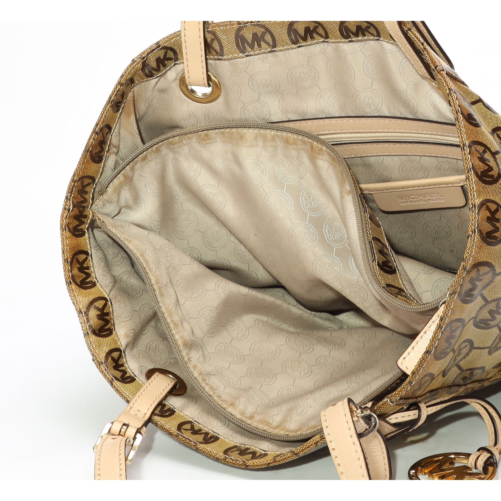 Michael Kors Beige Signature Canvas Jet Set Tote