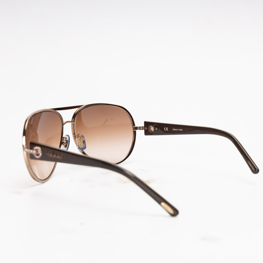 Chopard Burgundy Embellished Aviator Sunglasses