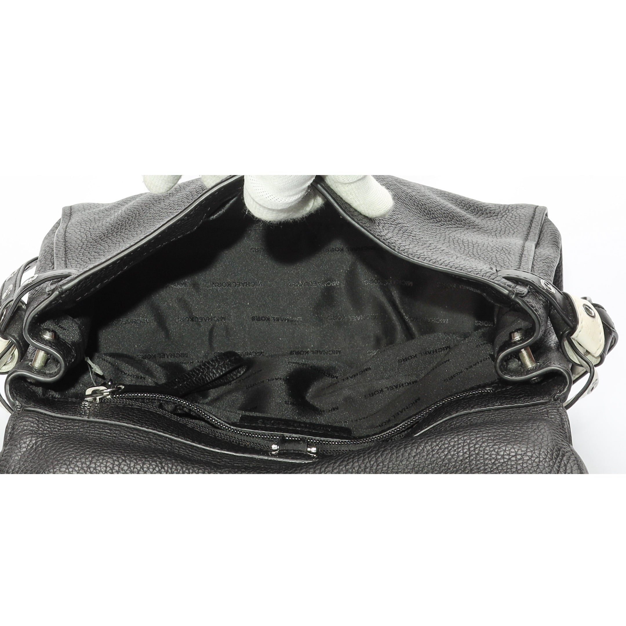 Michael Kors Bristol Floral Appliqué Black Satchel