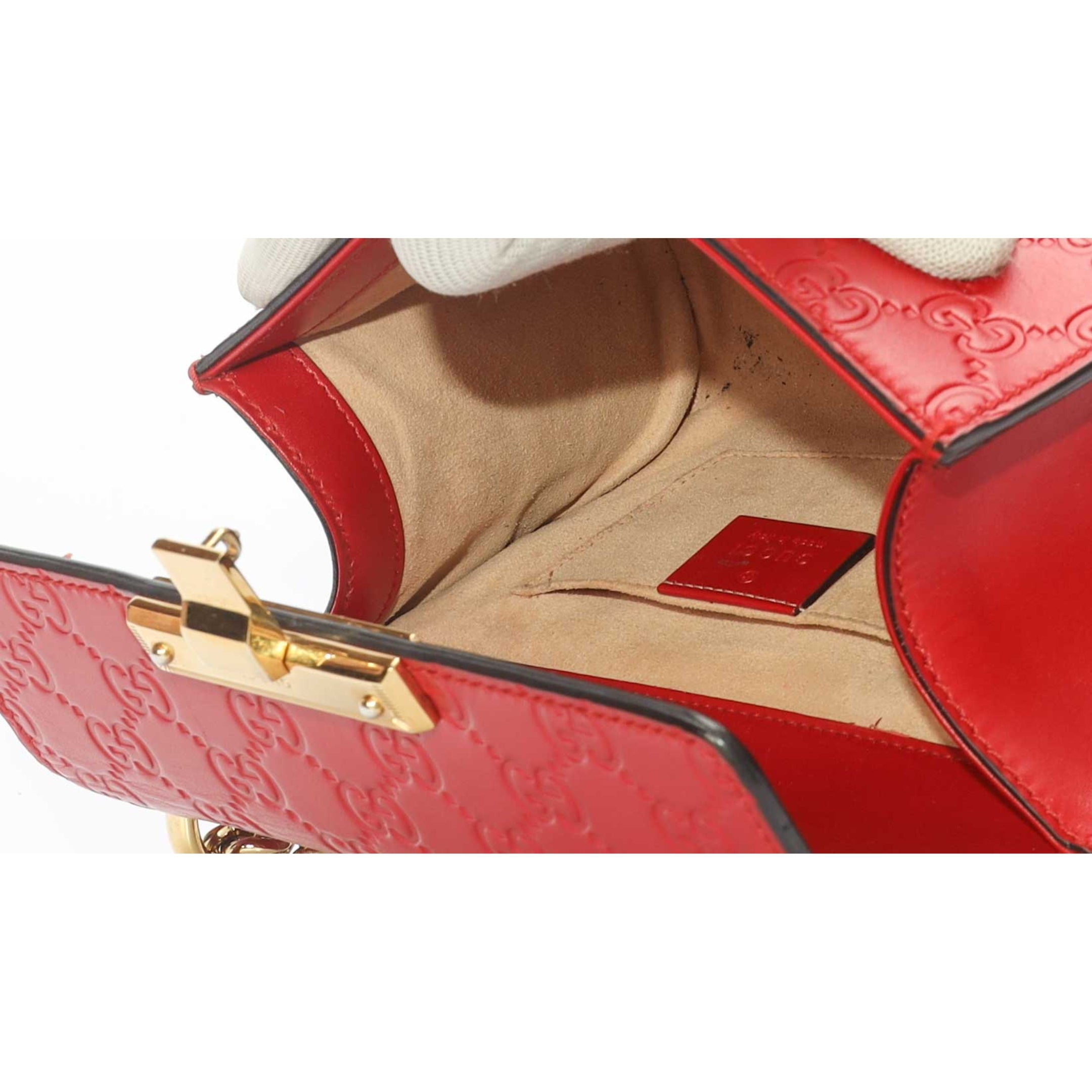 Gucci Red Guccissima Small Padlock Shoulder Bag