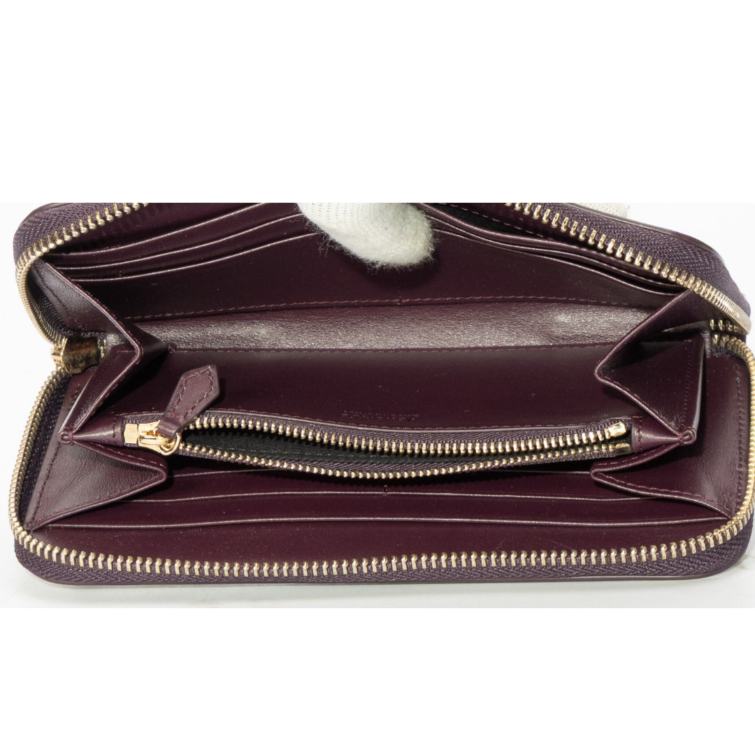 Versace Burgundy La Medusa Zip Around Wallet