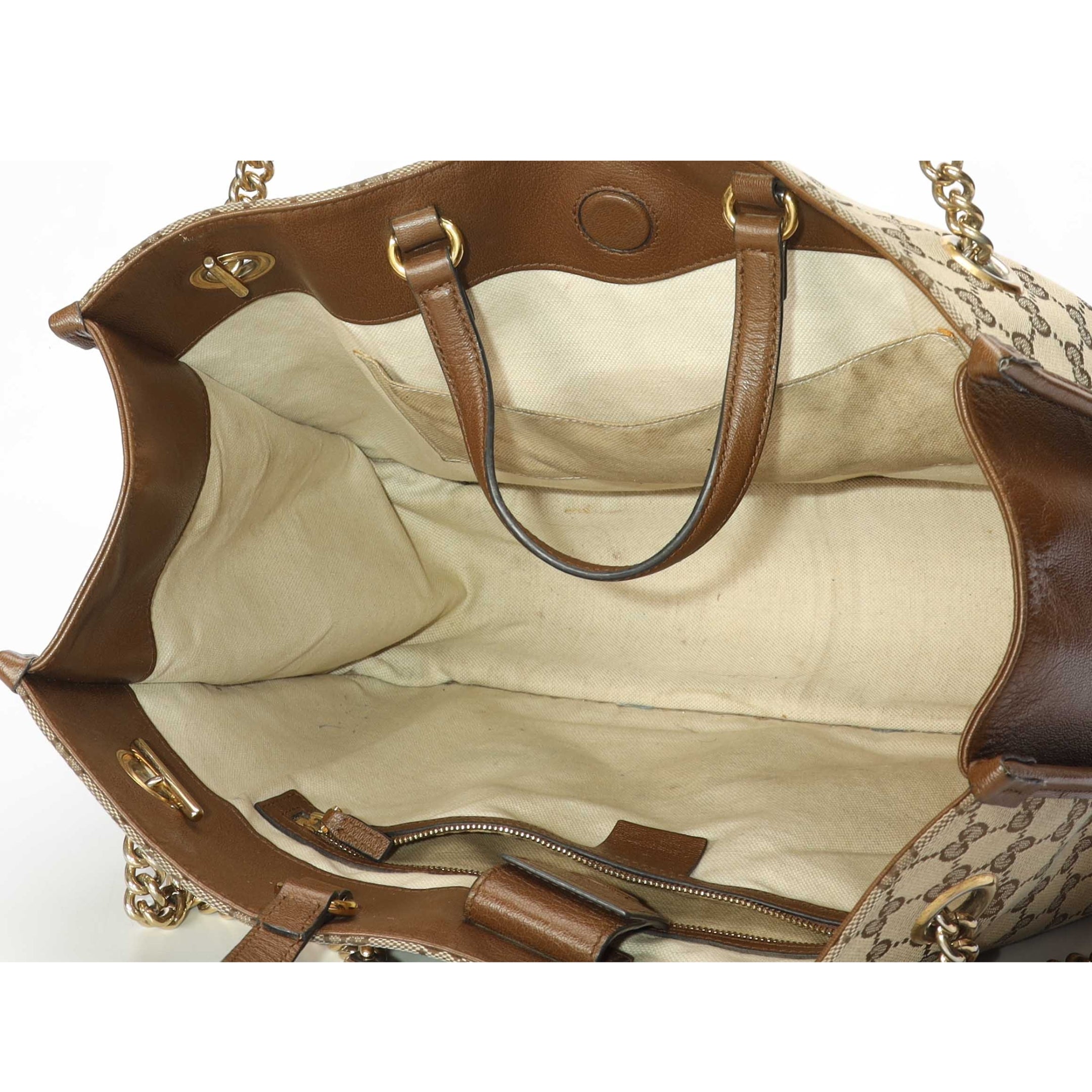 Gucci Beige/Brown GG Canvas Horsebit 1955 Tote