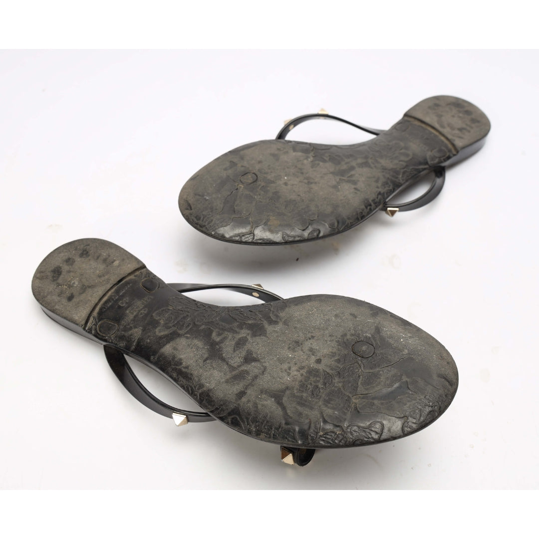 Valentino Garavani Black Rockstud Rubber Flats