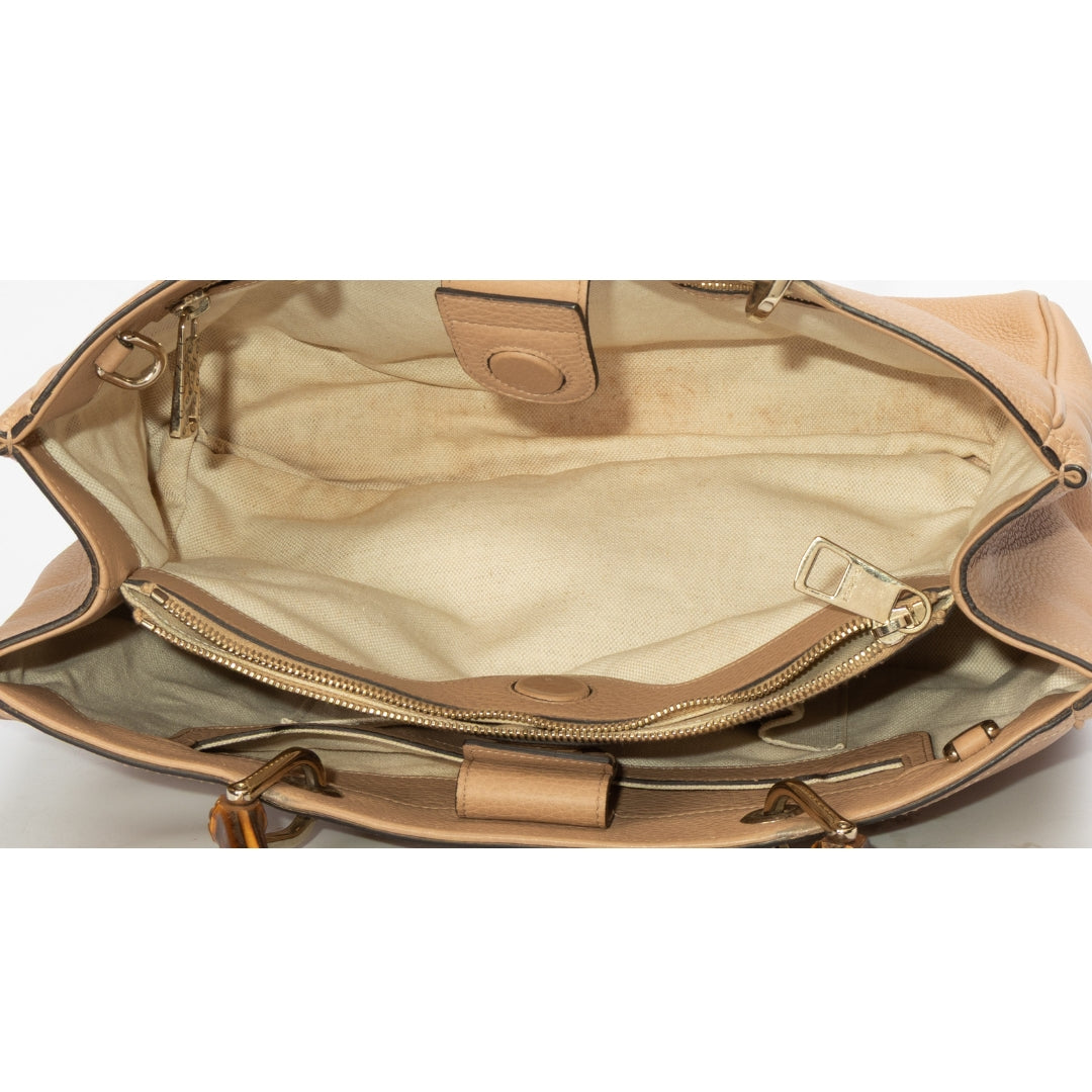 Gucci Beige Medium Bamboo Handle Shopper Tote