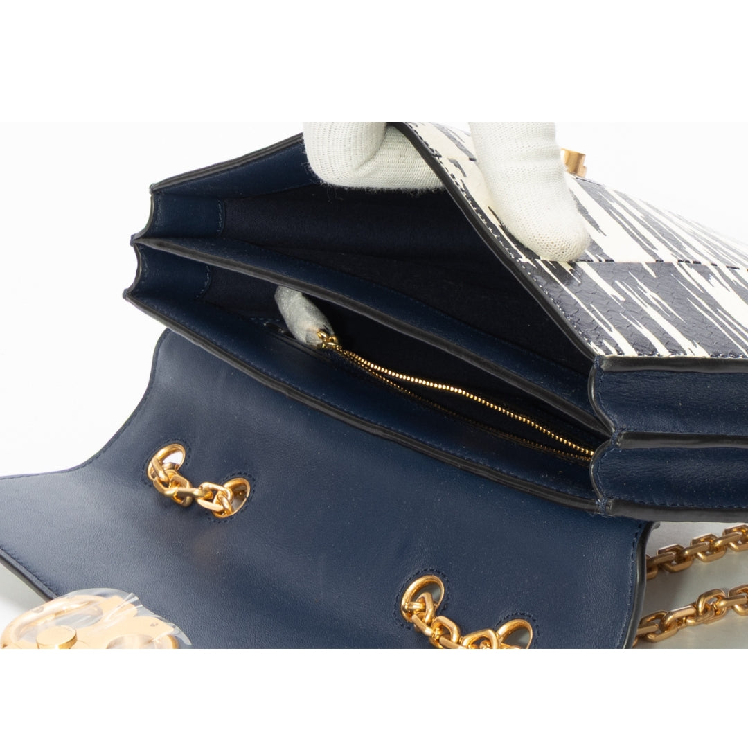 Tory Burch Navy Blue Gemini Link Shoulder Bag