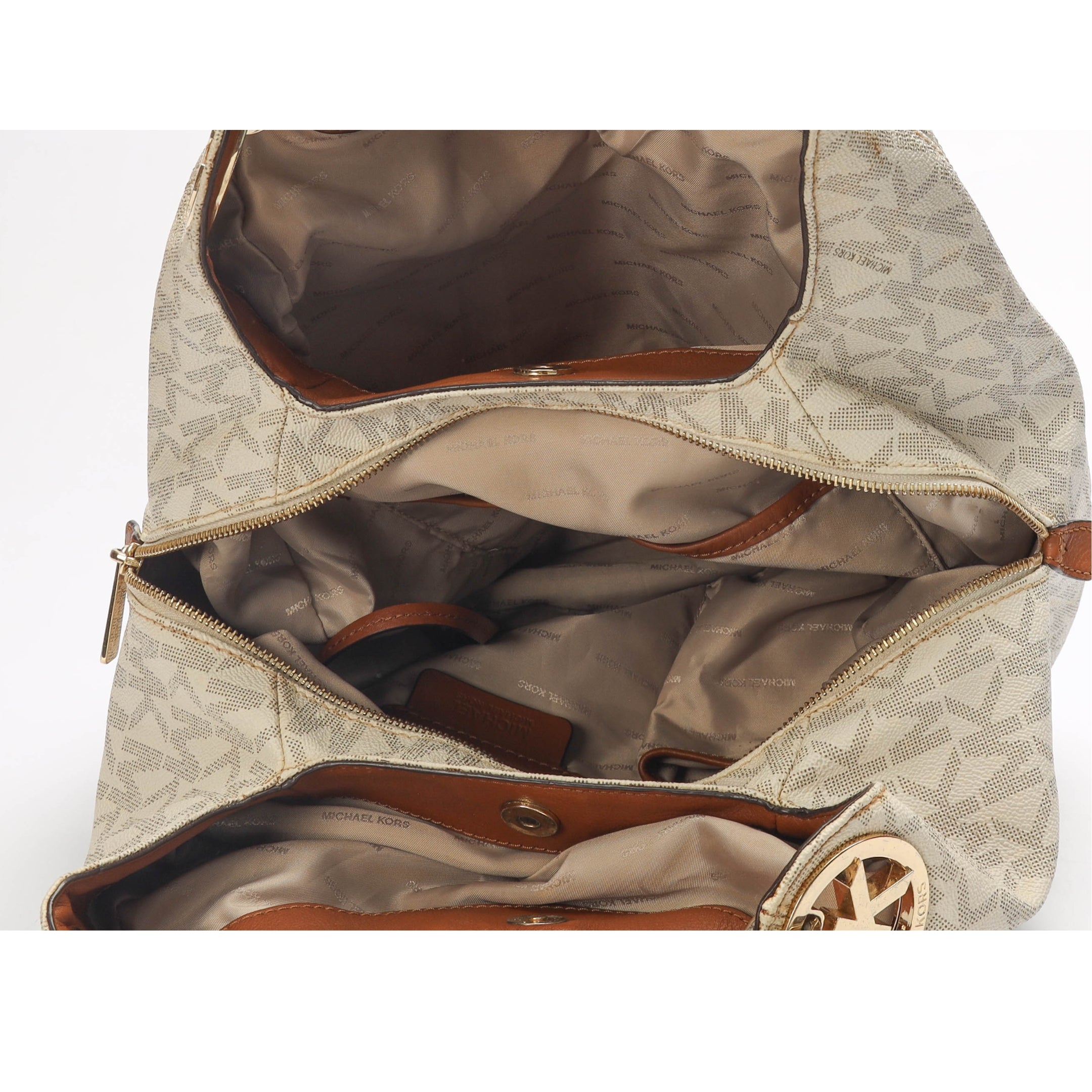 Michael Kors Vanilla Logo Fulton Hobo Bag