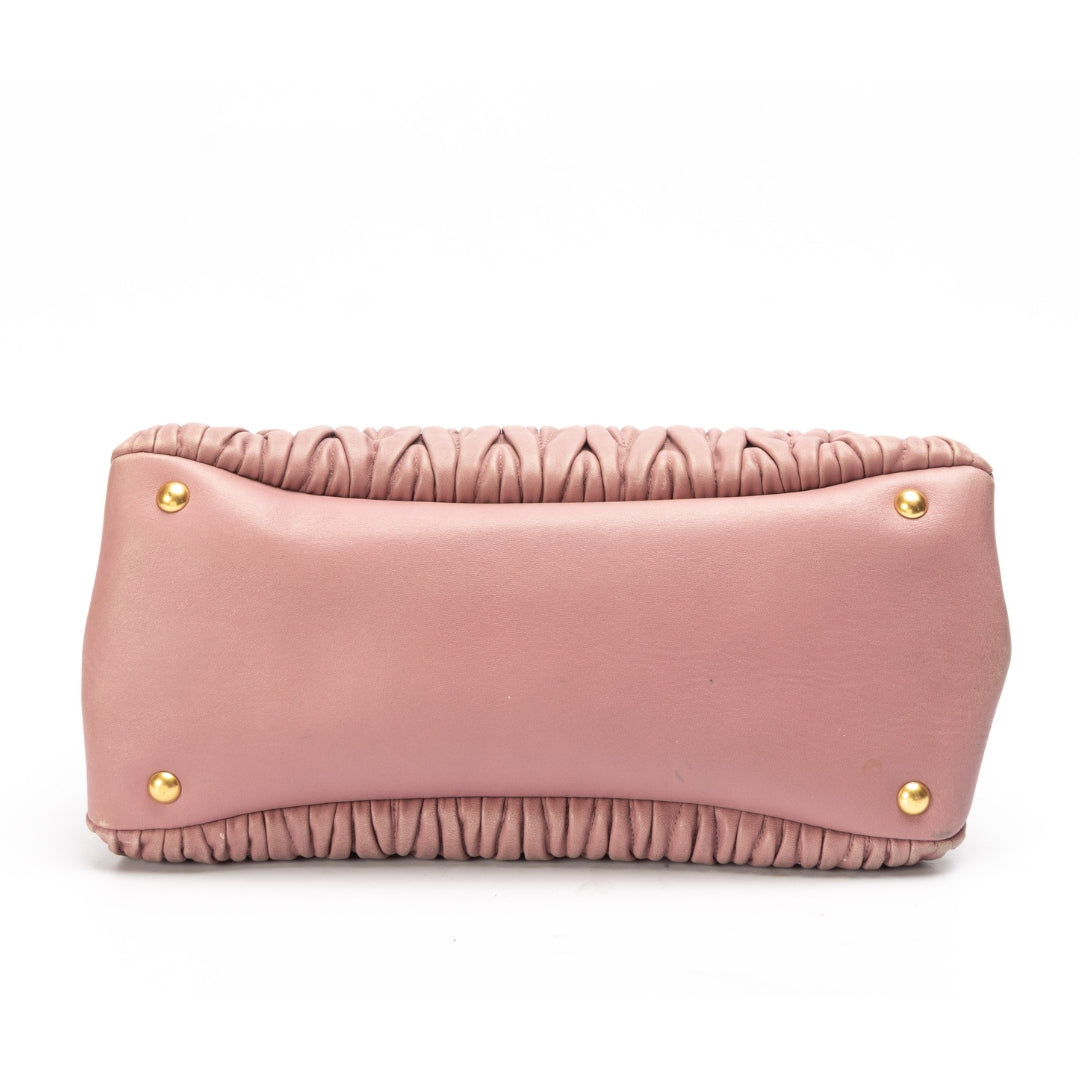 Miu Miu Old Rose Matelasse Leather Double Zip Tote