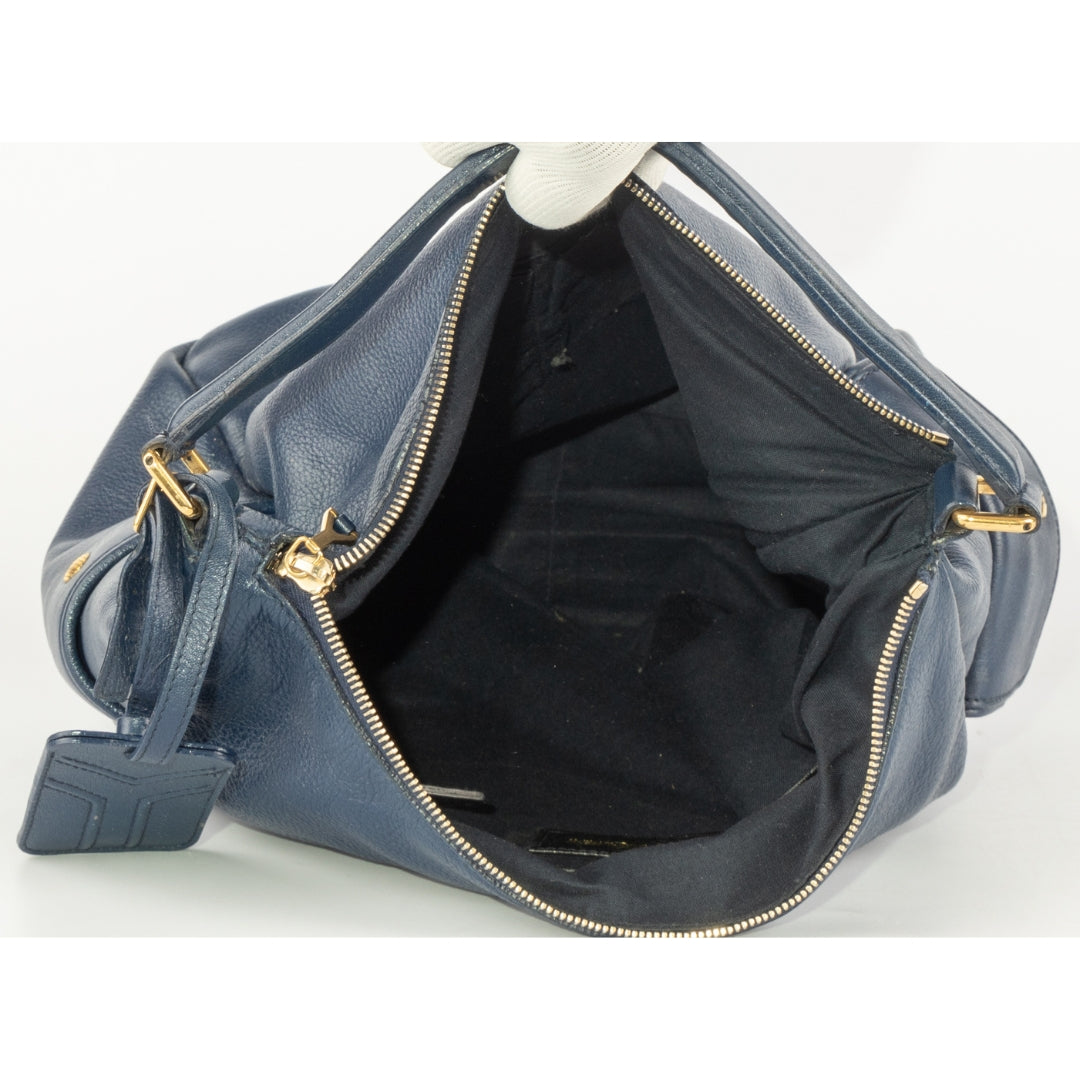 Yves Saint Laurent Blue Leather Hobo Bag