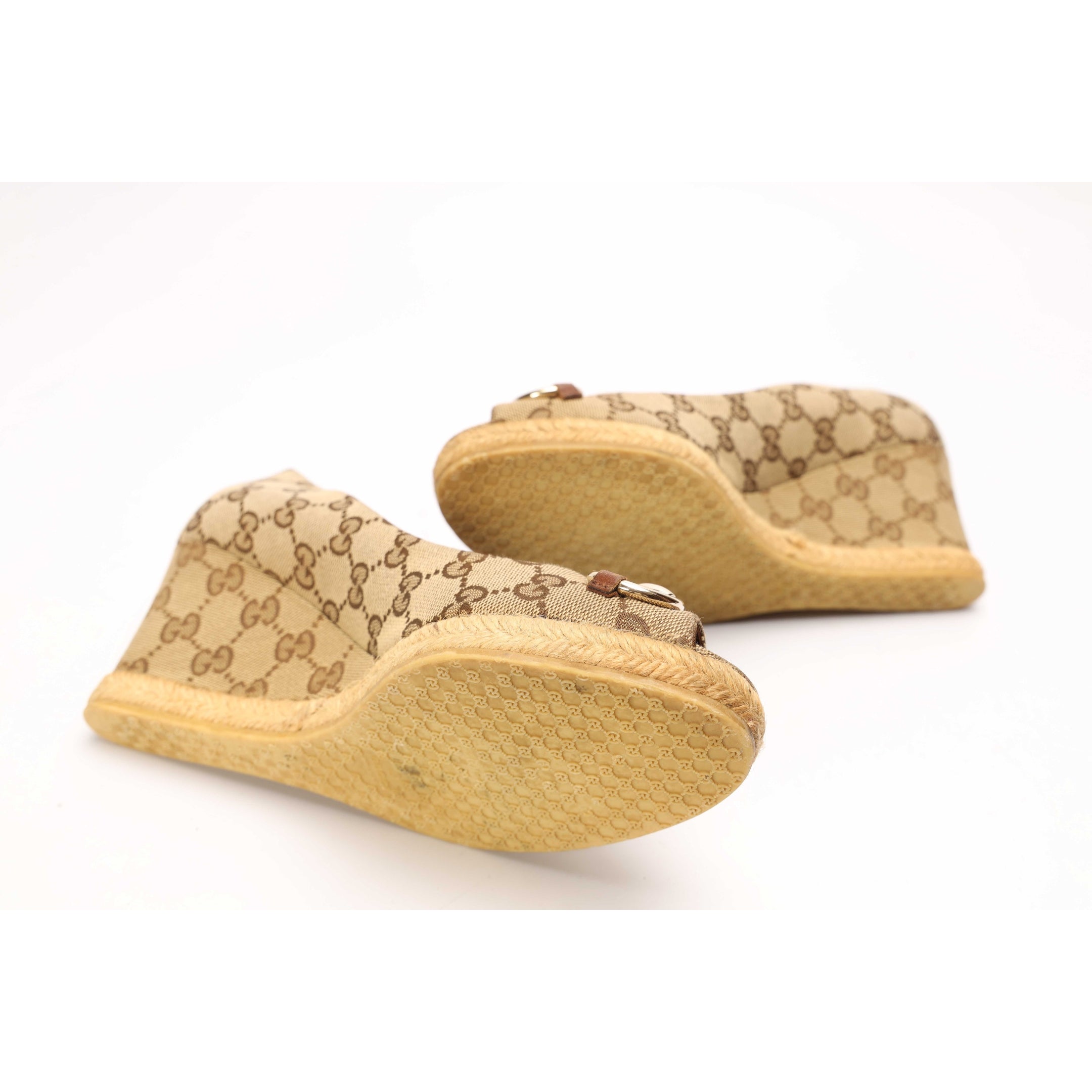 Gucci GG Canvas Wedge Espadrille Pumps