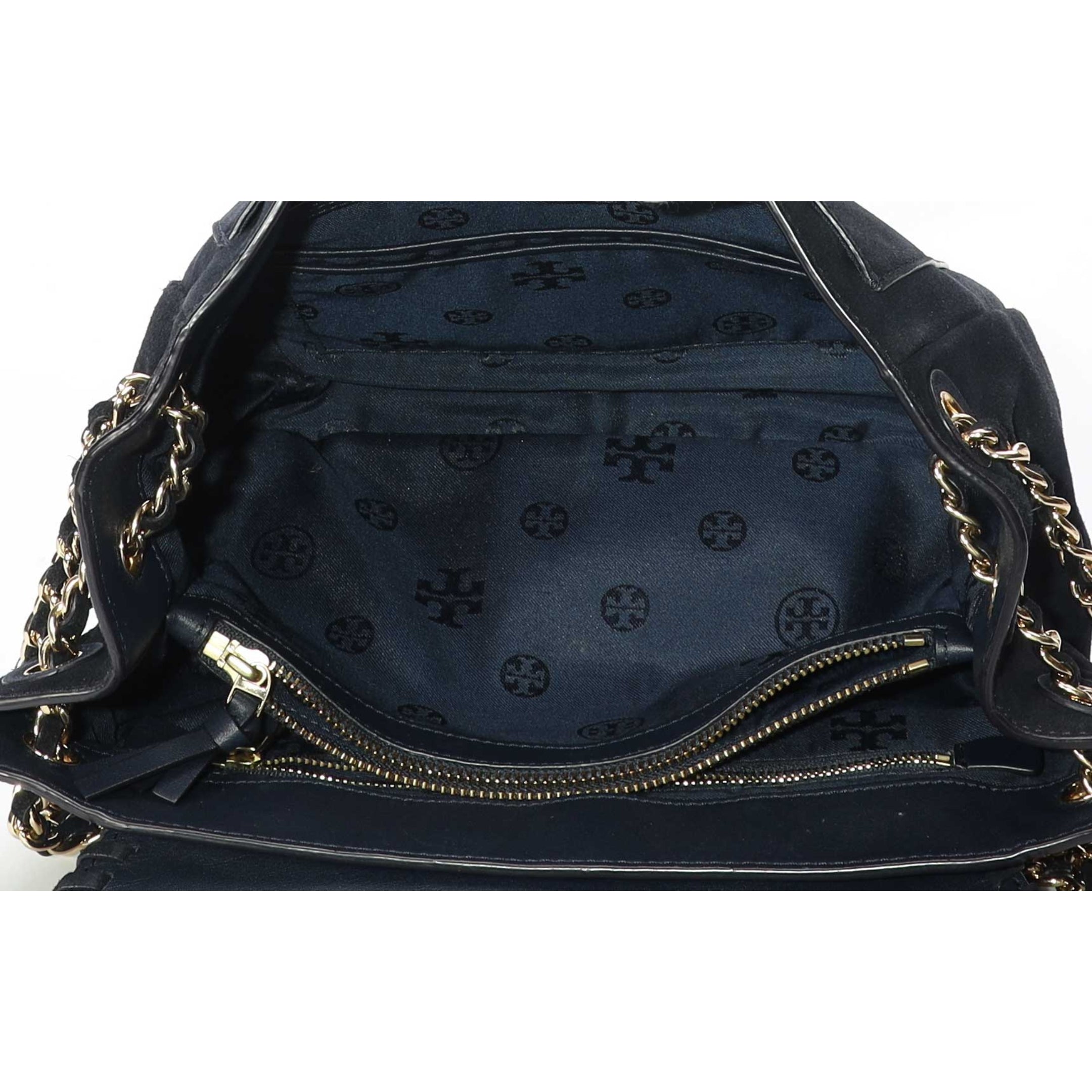 Tory Burch Marion Navy Suede Flap Shoulder Bag