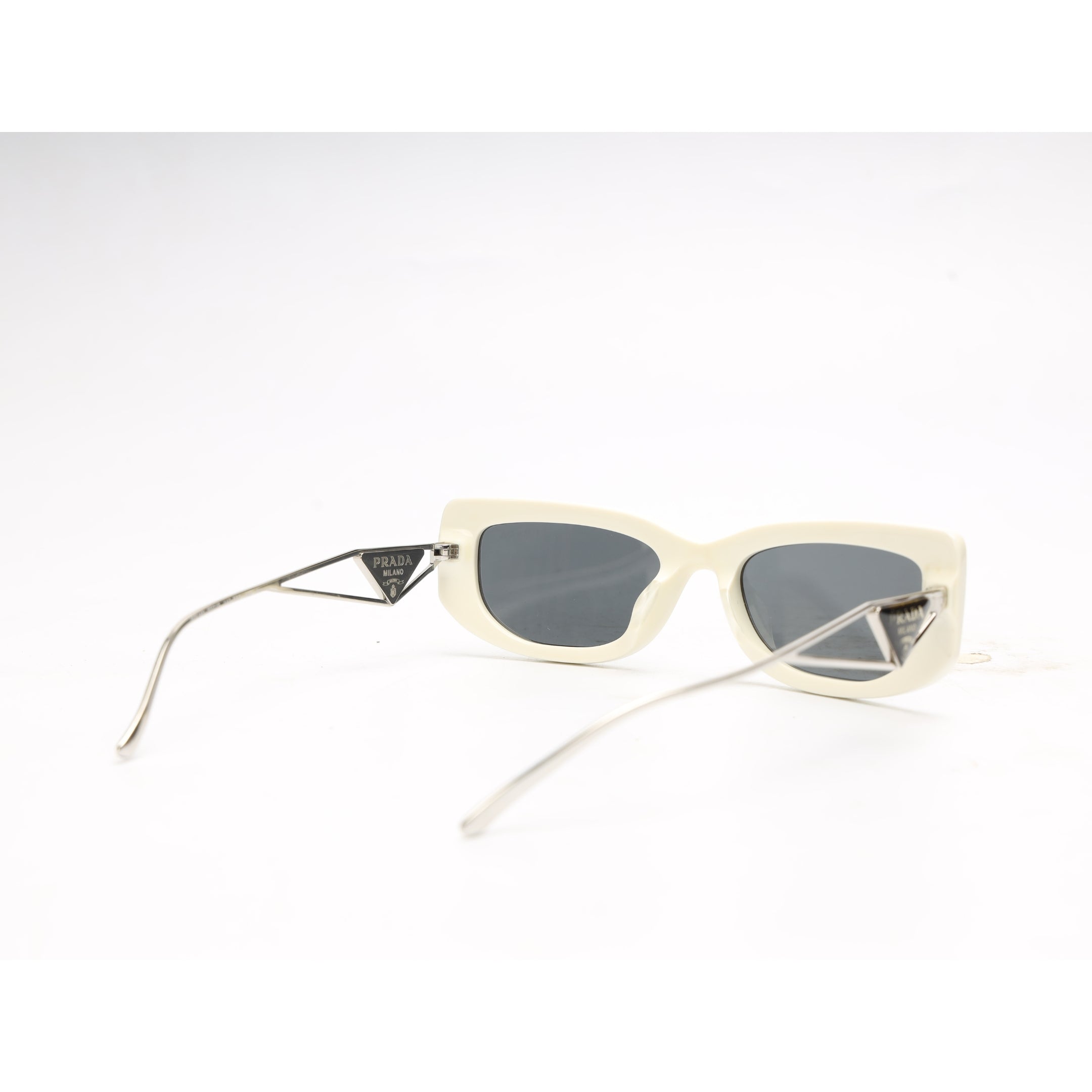 Prada White Logo Frame Rectangle Sunglasses