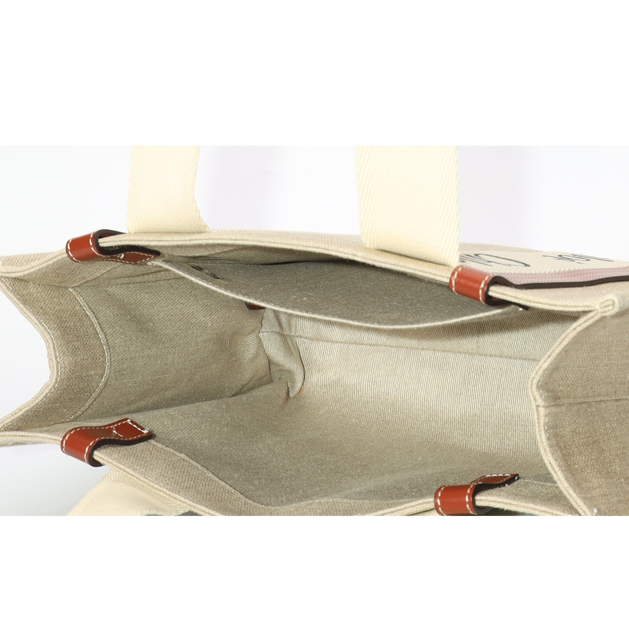 Chloe Woody Beige Linen Tote