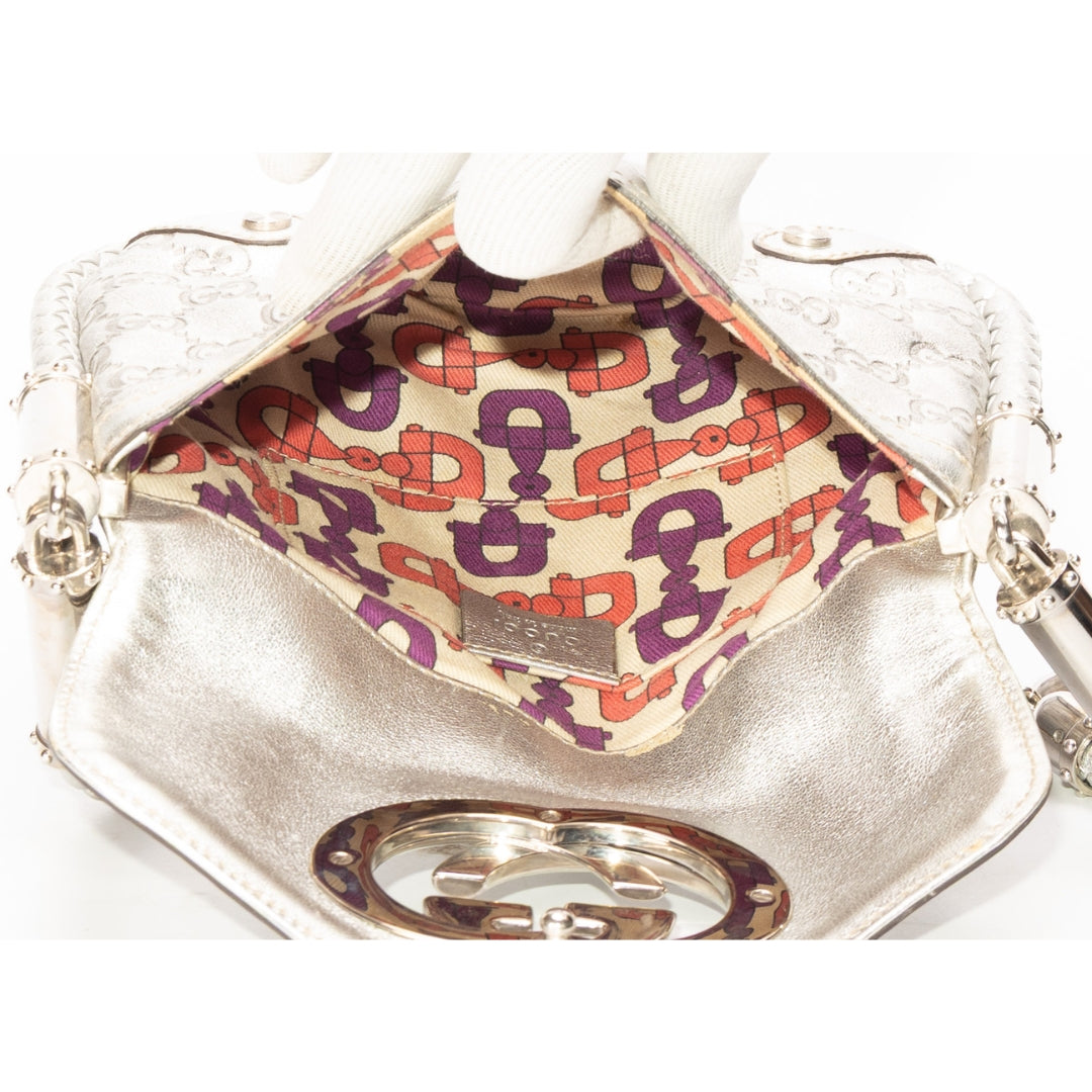 Gucci Metallic Silver Guccissima Britt Shoulder Bag