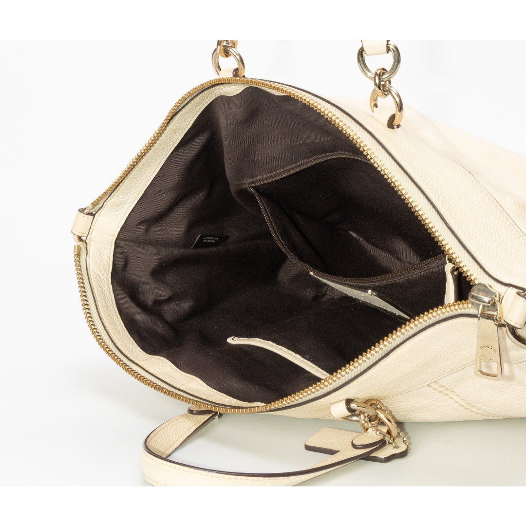 Coach Lenox Pebble Leather Cream Satchel