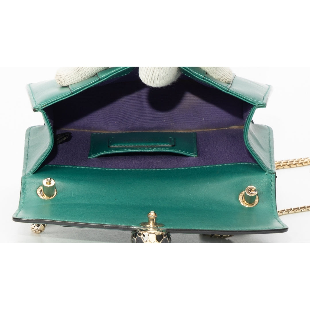 Bvlgari Green Leather Small Serpenti Forever Shoulder Bag