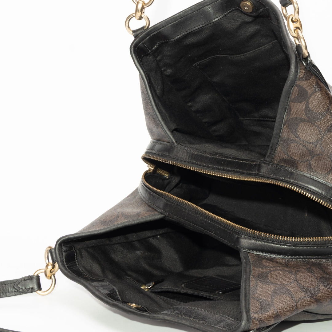 Coach Signature Canvas Hallie Shoulder Bag